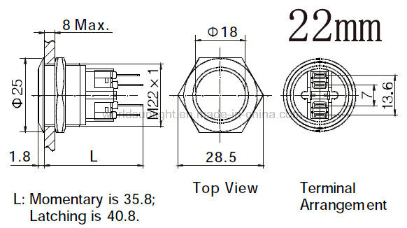 The Quick Wire Connector for 22mm Metal Switch, LED Metal Pushbutton Switch