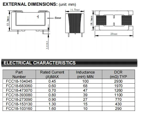 EMI Magnetic Components Filter Inductor for Automotive AC/DC Converter