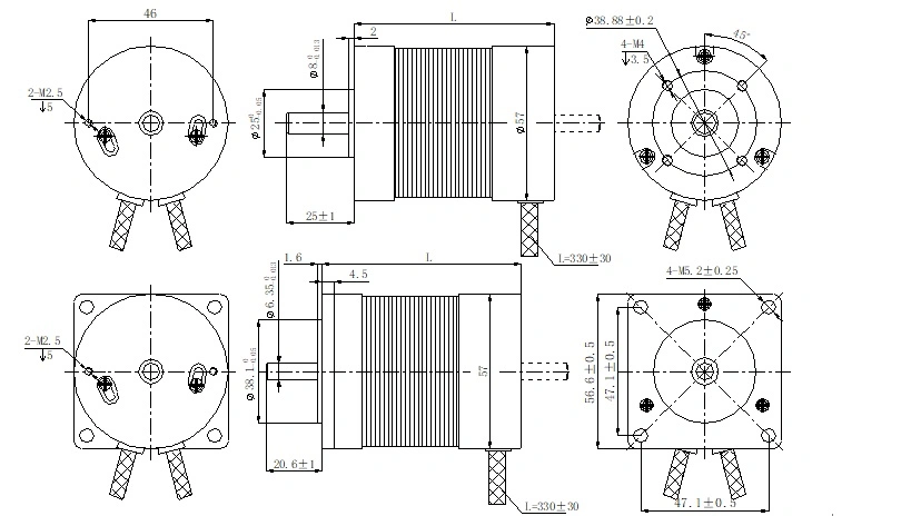 57mm Low Noise RoHS 36V inner rotor Brushless DC Motor FL57BL(S)