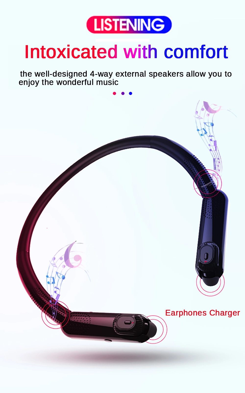 Tws Bluetooth Earphones Sport HiFi Wireless Headphones Noise Cancelling Game Headset (including Portable Neck Radio)