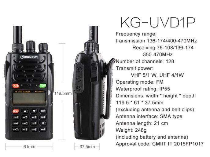 Wouxun KgUvd1p Portable Handheld VHF UHF Two Way Radio Ham CB Radio FM