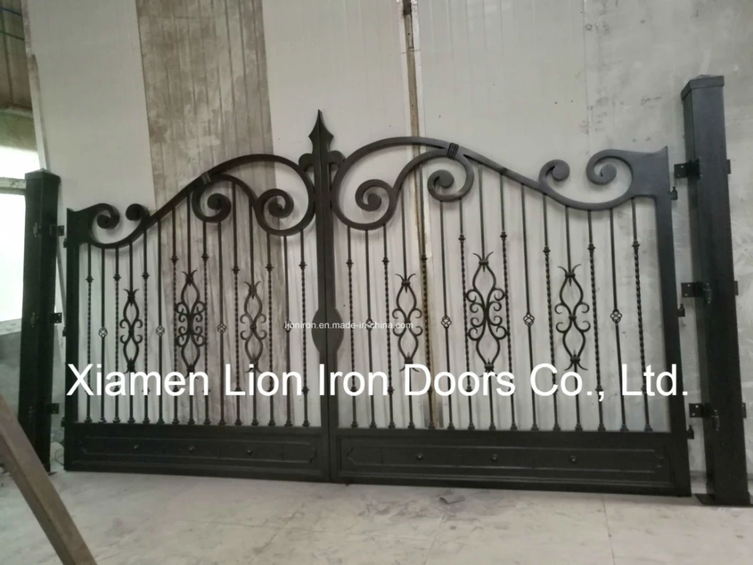 China Factory Power Coated Iron Gate Safety Entry Driveway Gates