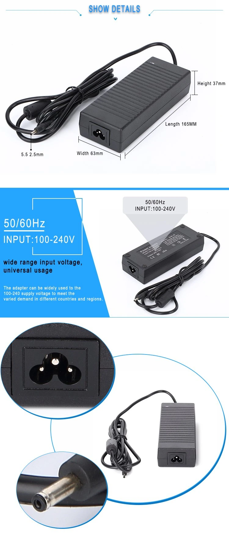 19V Switching Power Supply 6.3A AC DC Power Adapter /Laptop Power Supply for Liteon