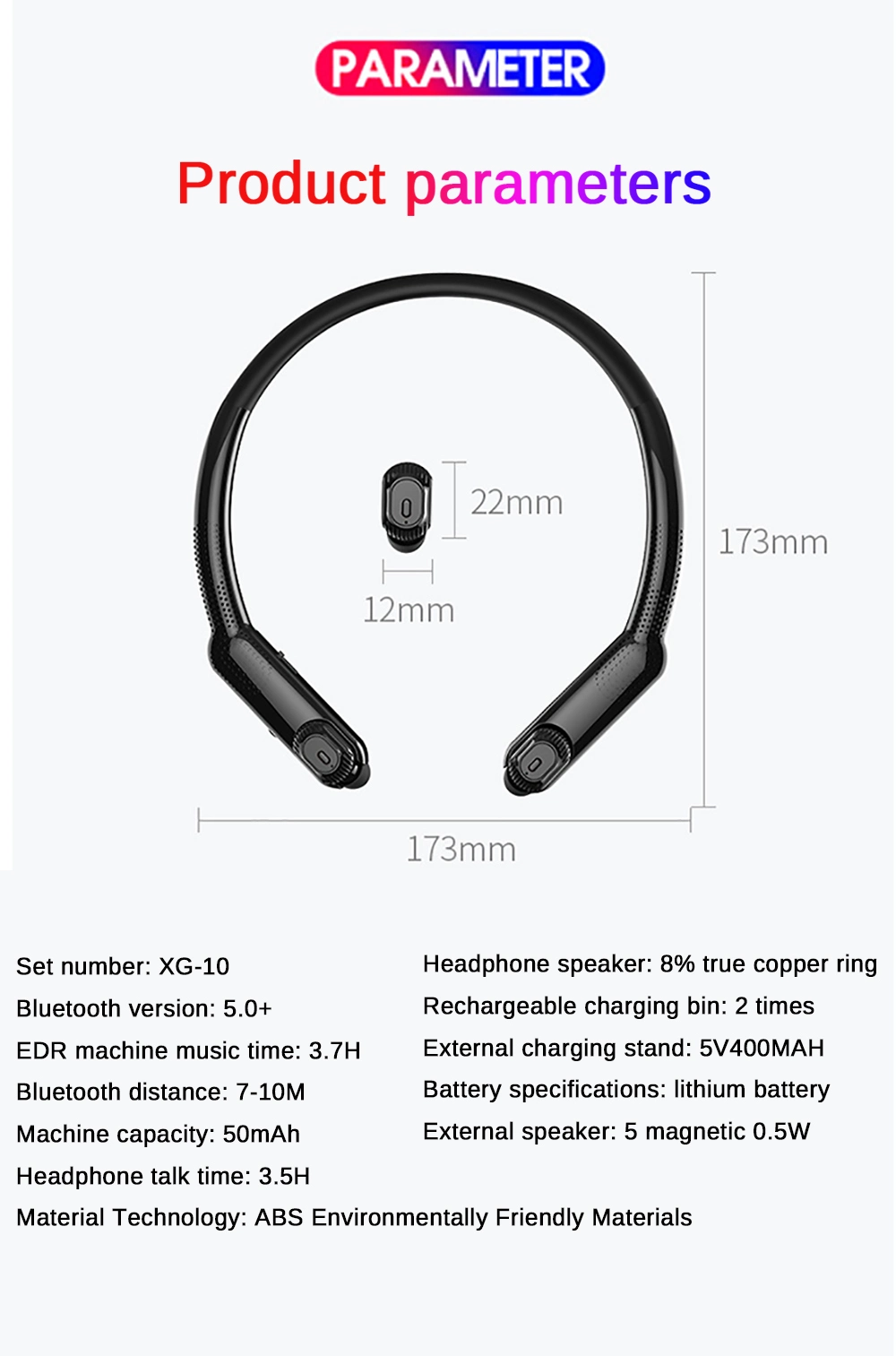 Tws Bluetooth Earphones Sport HiFi Wireless Headphones Noise Cancelling Game Headset (including Portable Neck Radio)