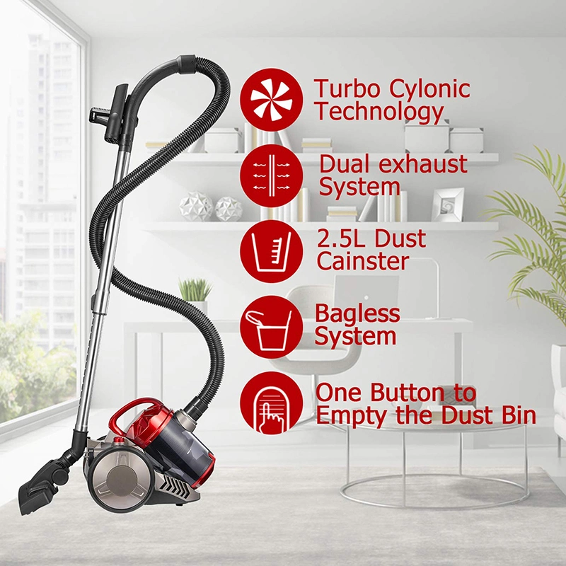 Corded Bagless Canister Vacuum Cleaner with HEPA Air Outlet Filter