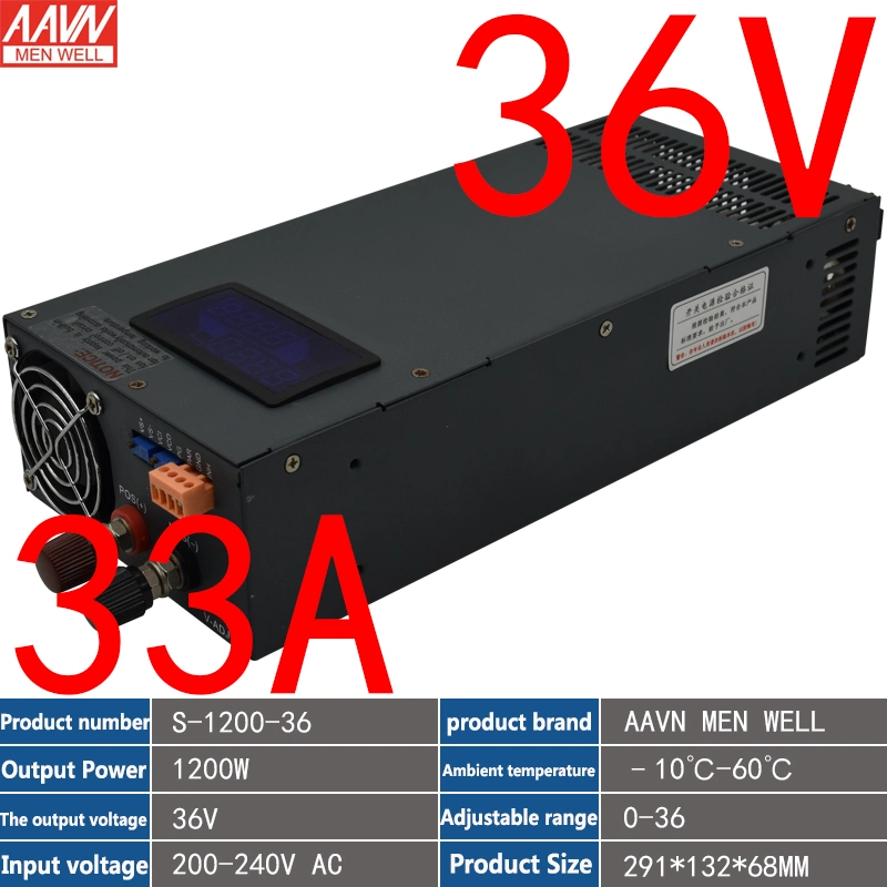 DC High-Power Switching Power Supply 1200W Full Power Digital Display 36V 33A Adjustable Power Supply