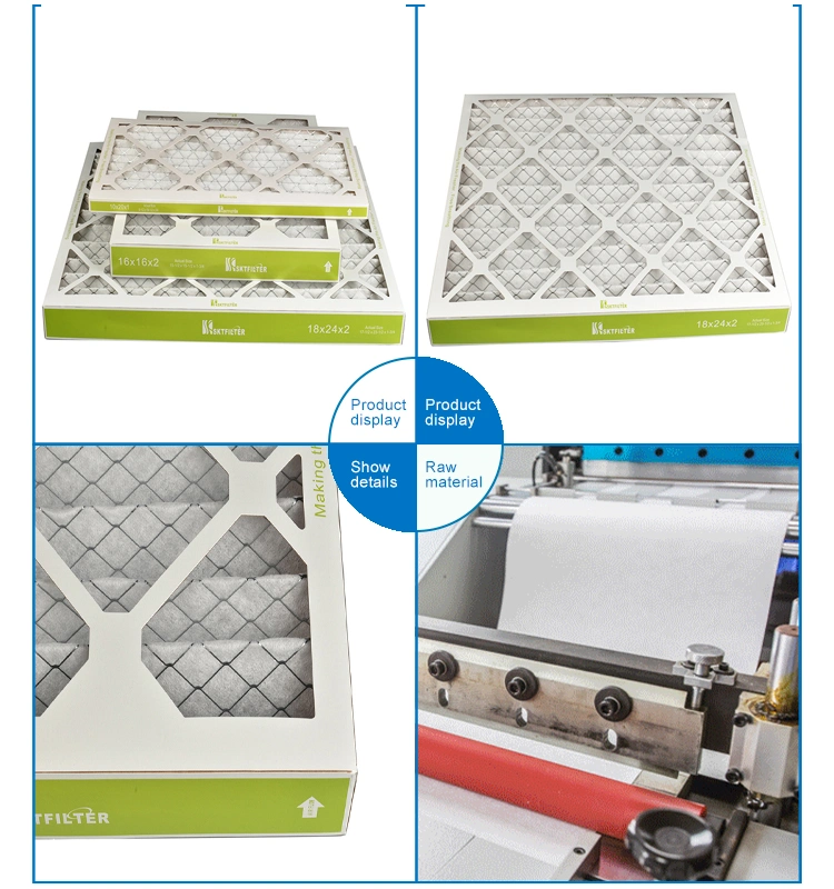 HVAC Filter for AC Cardboard Frame Filter with Pleated Media and Metal Mesh and Cardboad Mesh