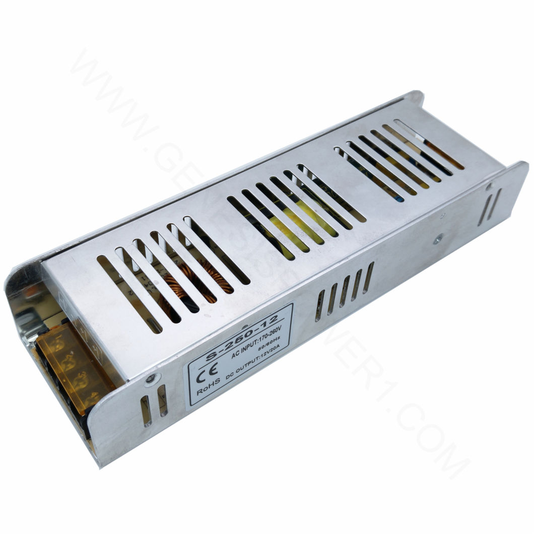 250W 12V Classic Slim Power Driver Transformer AC DC SMPS, Ultrathin Single Output LED Driver SMPS