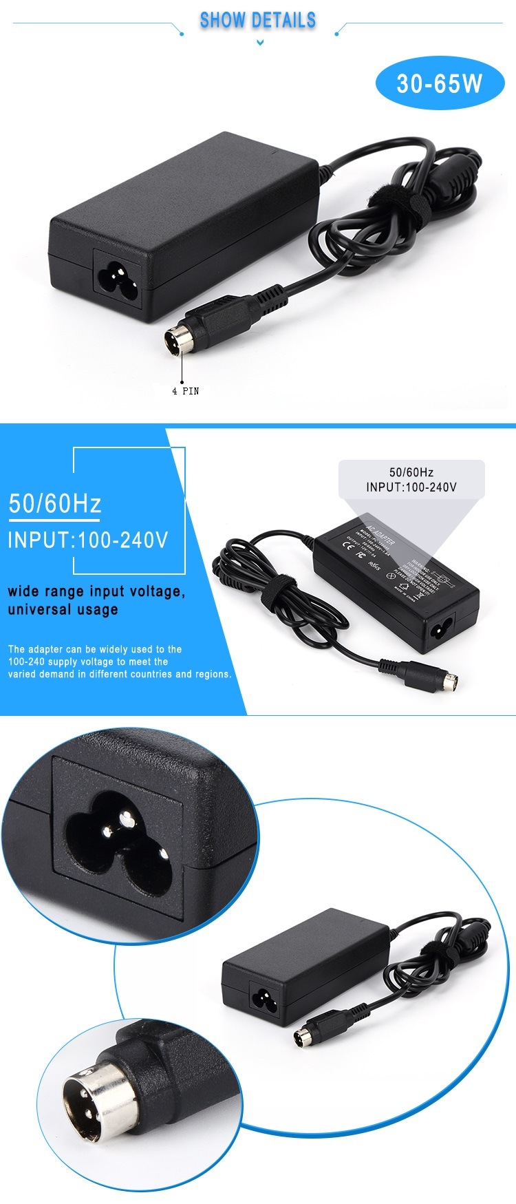 Factory Direct Sales 60W 36Volt AC Power Supply with Low Noise and Ripple
