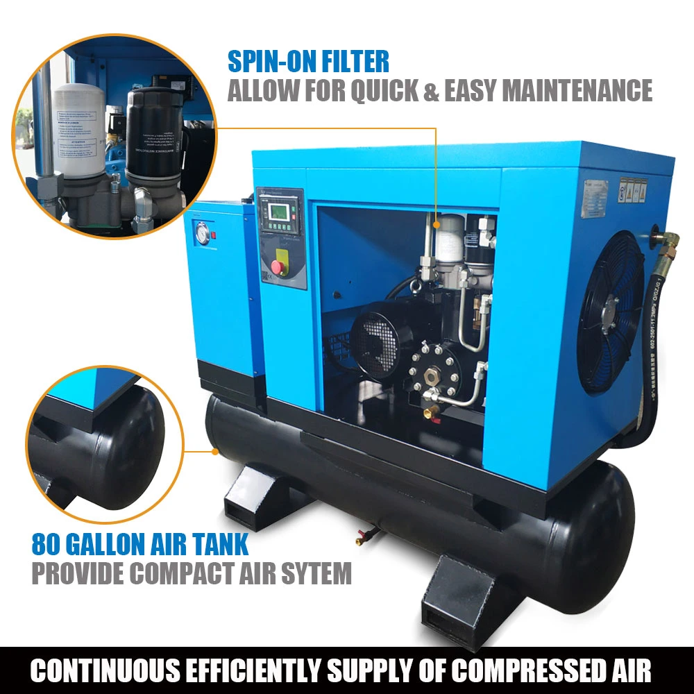 Factory Outlet 10HP 8bar 1m3/Min Low Noise Combined Screw Air Compressor