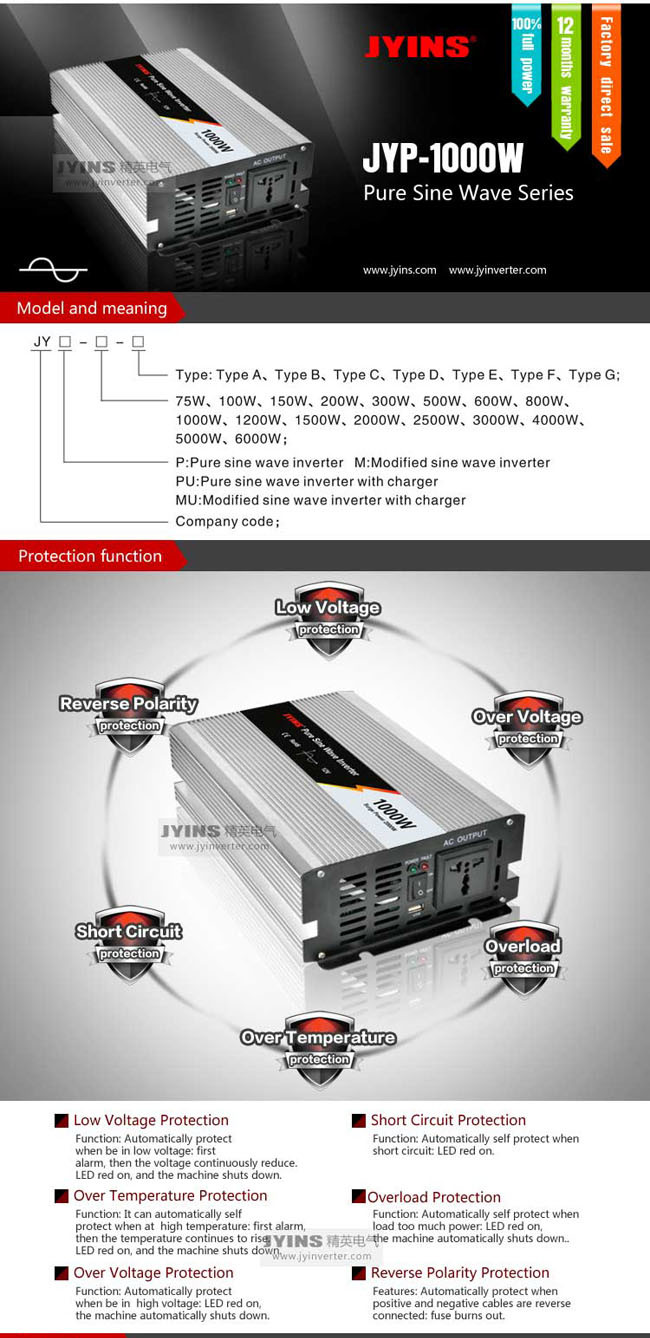 1kw/1000W DC to AC High Frequency Power Inverter