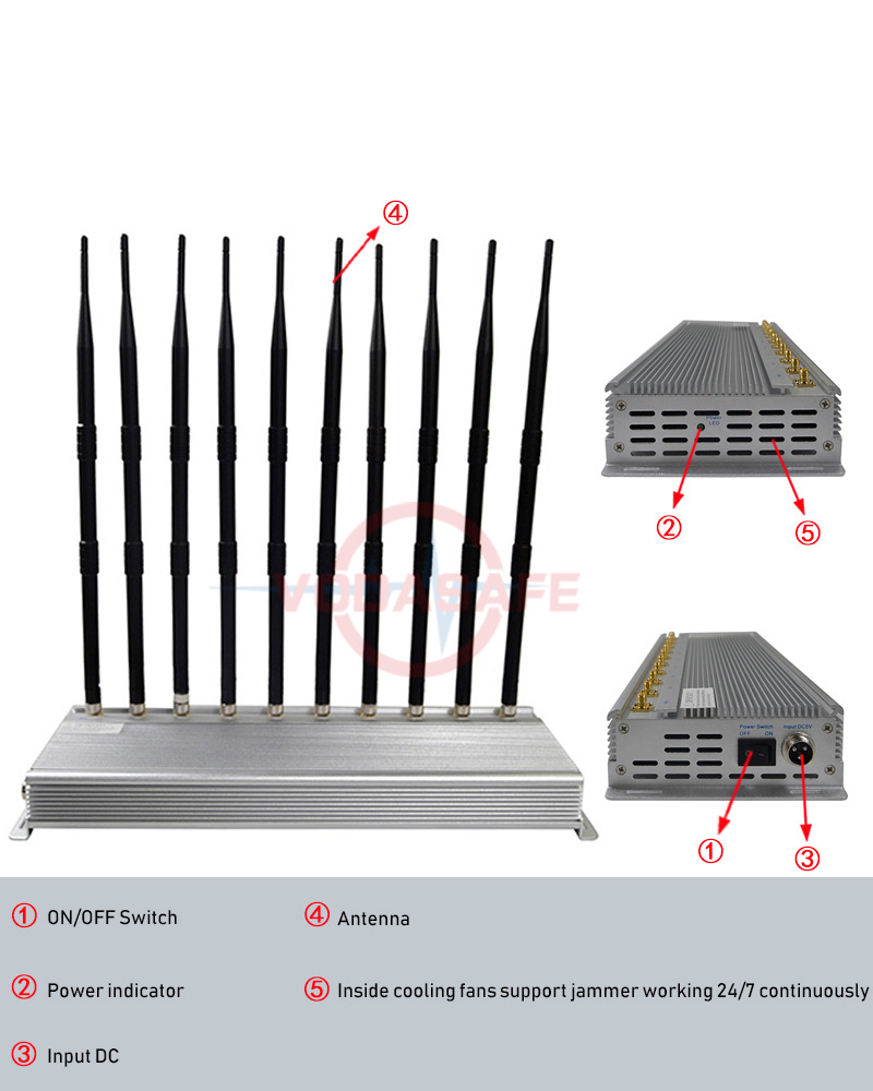 10 Bands 15 M Jamming Range Mobile Cellular Signal Blocker 2g 3G 4G WiFi GPS Lojack Remote Network Blocker