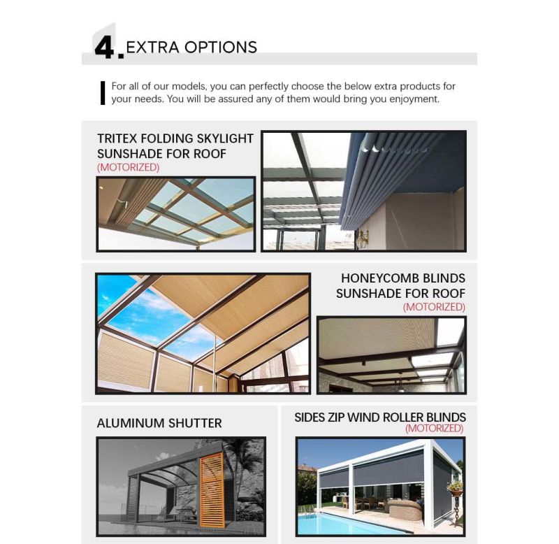 Hot Sale Anti-Noise White Pergola Aluminum Patio Roof Profiles