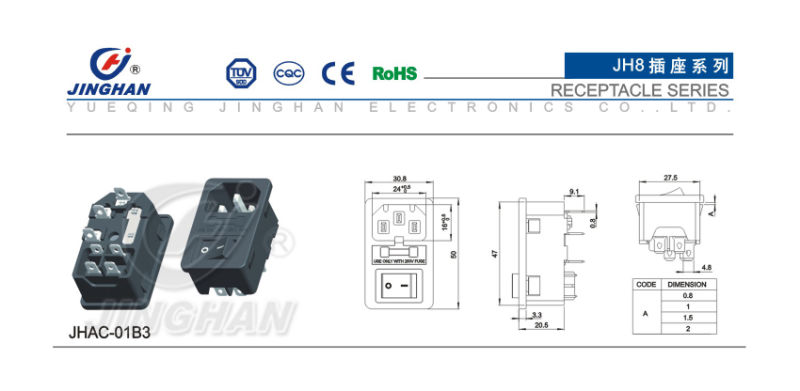 AC Power Connector Socket with Fuse and Switch
