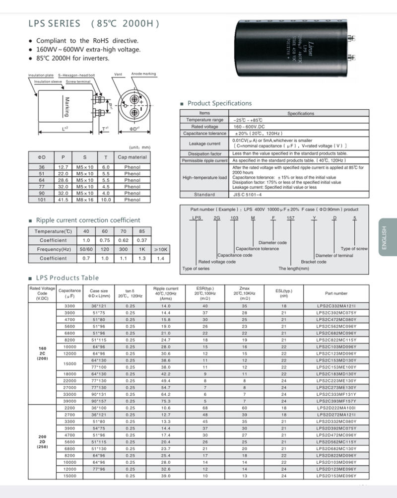 Electronic High Voltage Power Factor Correction AC Capacitor