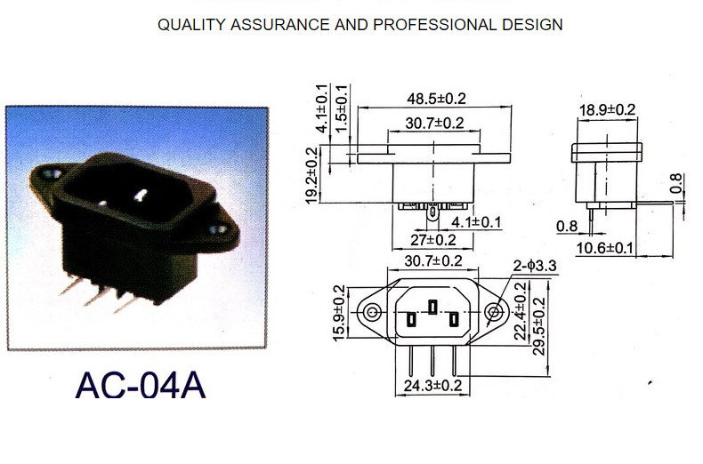 IEC 60320 C8 Inlet AC Power Socket
