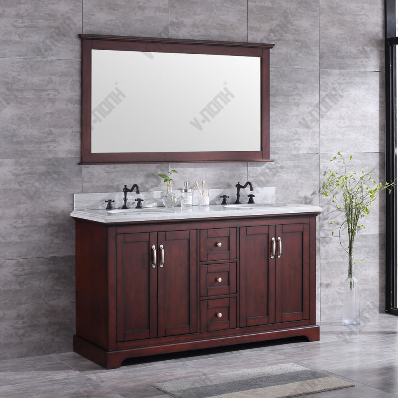 Classic Transitional Mohogany Finish Double Bathroom Vanity