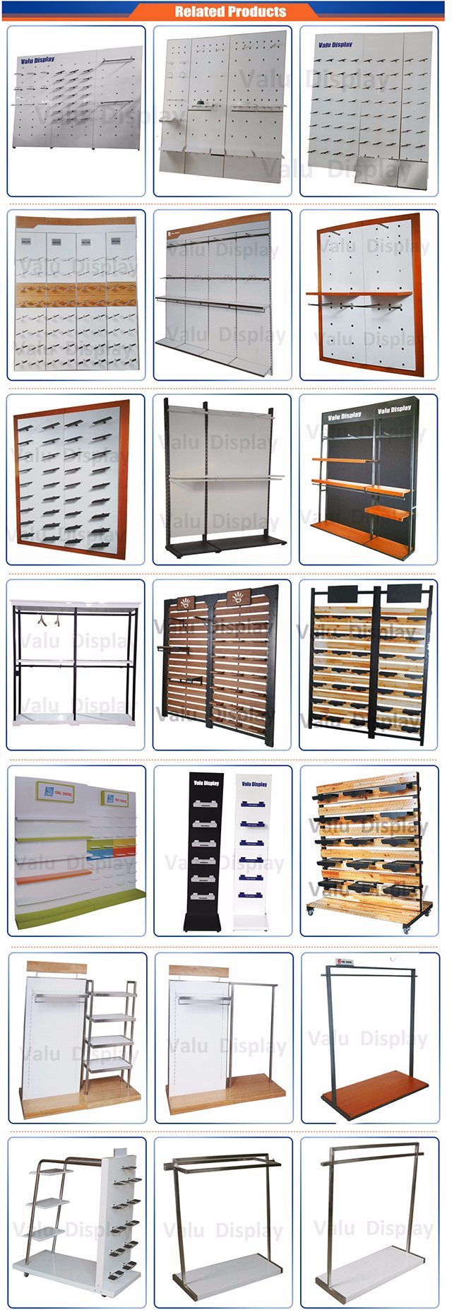 Metal Wall Display Rack, Slatwall, Wall Unit, Slat Wall Unit with Shelves for Retail Store