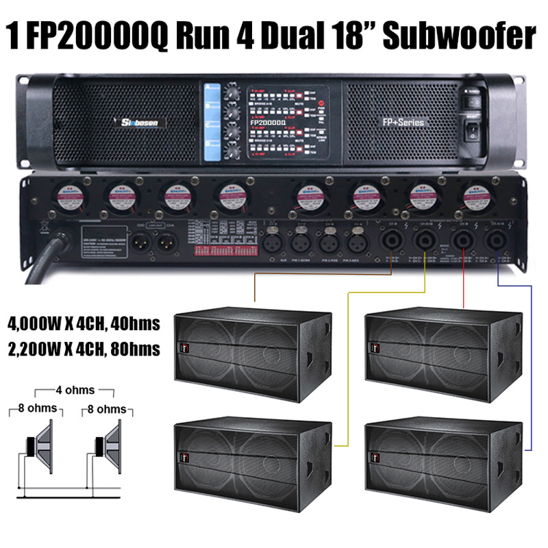 Fp20000q Professional Audio Power Amplifier 4CH 4000W Bass Amplifier Professional