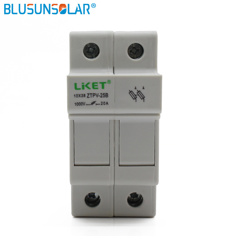 2 Pole 1000V DC 10X38mm Solar PV Double Fuse Holder Double DC Fuse Holder for Solar System Protection