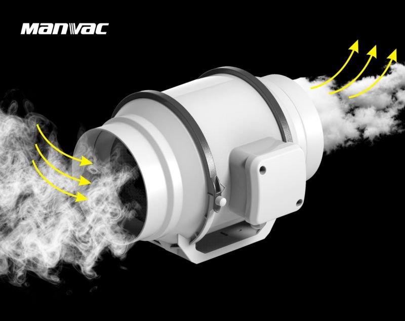 Manvac 12 Inch Low Noise Exhaust Ventilation Fan Inline Duct Fan