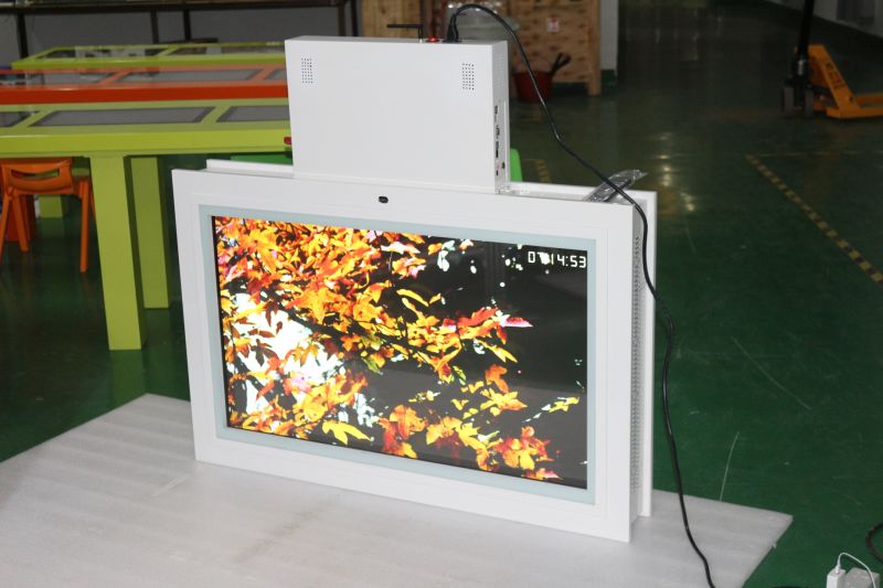 43" 1500CD High Brightness Ceiling Design LCD Digital Signage Double Sided with PC and Anti-Glass Tempered Glass One Side Touch One Side Non Touch