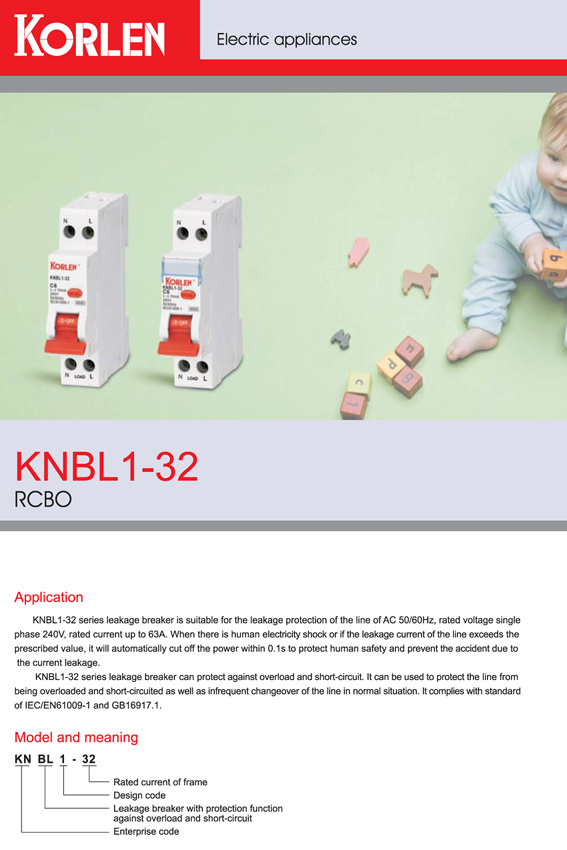 Electromagnetic Type RCCB with CE and CB Approval Knbl1-32