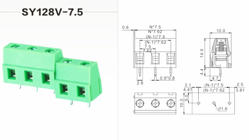 Manufacturer Screw Type Fuse Terminal Block 7.62mm Cable Connector