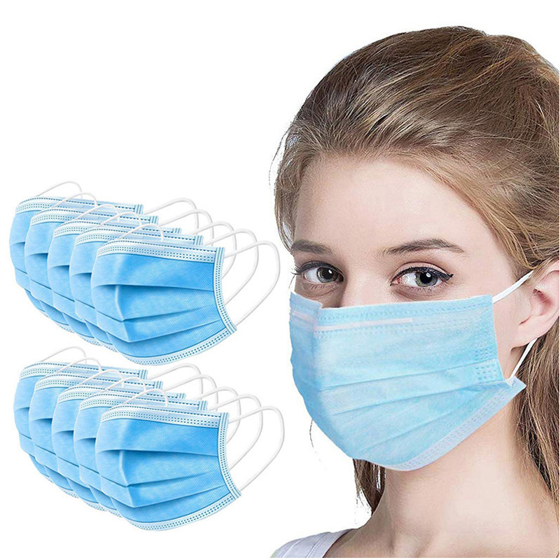 Disposable 3-Layers Filter Blue Dustproof Earloop Non Woven Mouth Face Mask