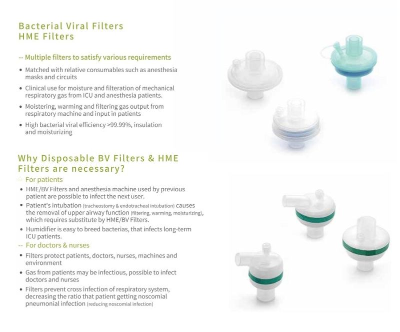 Low Price Disposable Medical Bacterial Viral Filter Breathing Filter /BV Filter