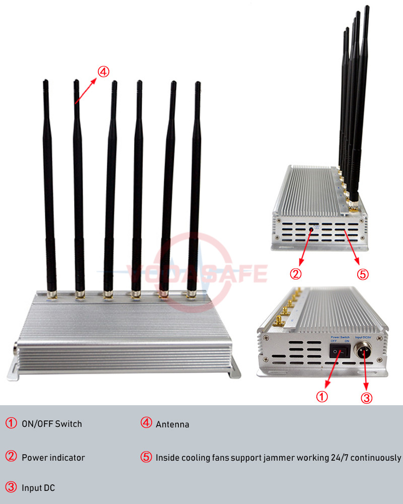 Meeting Room Use Fixed Model Network Blocker with 24h / 7D Working 2g 3G 4G WiFi GPS 10 Antennas Cell Phone Blocker