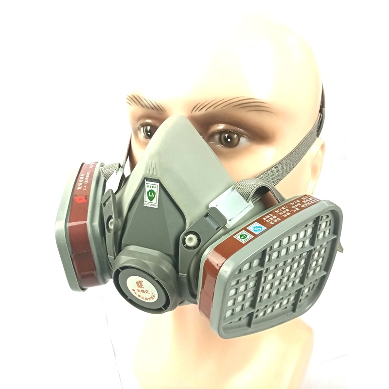 Factory Half Face Gas Mask Chemical Respirator with Double Filter