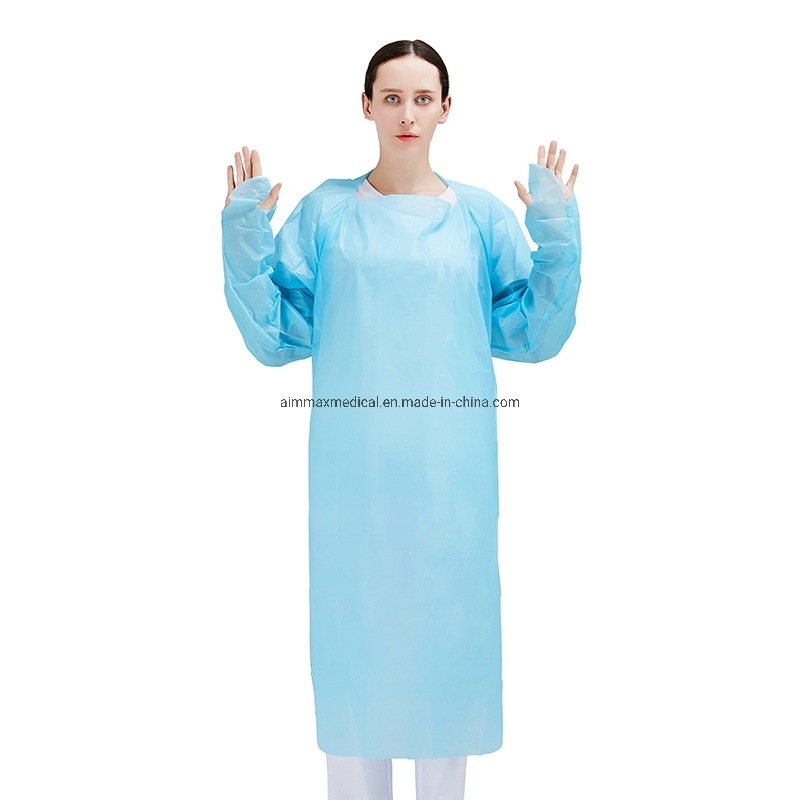 Disposable Waterproof Anti-Statics CPE/PE Isolation Gown Thumb Loop
