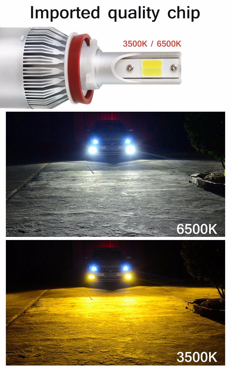 High Brightness Dual Color S2 Auto Spare Parts S2 C6 H4 H13 H11 LED Car Light Bulb H7 High Power LED Headlight