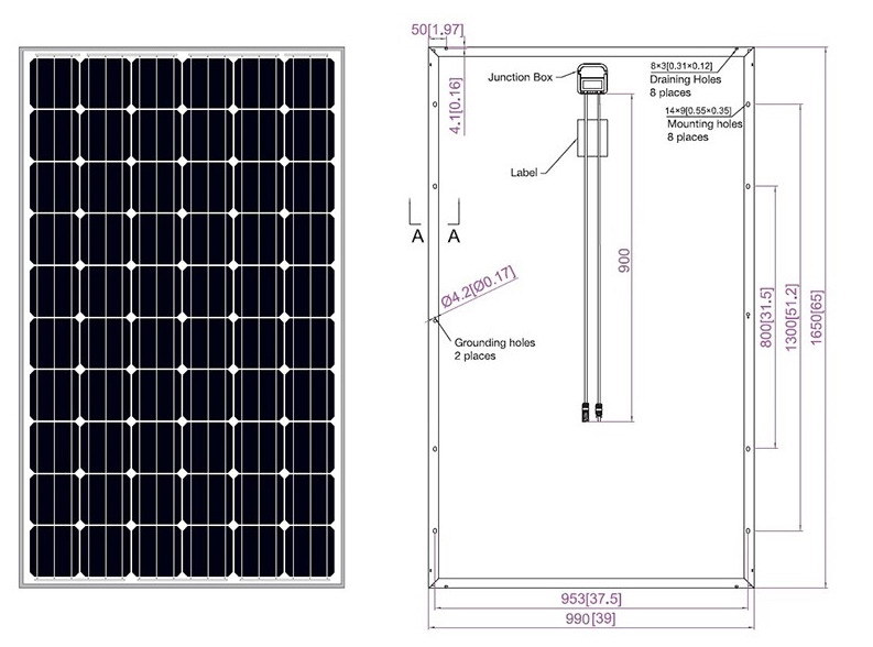Mono 290W Solar Power Panel Module, A Grade, High Efficiecny