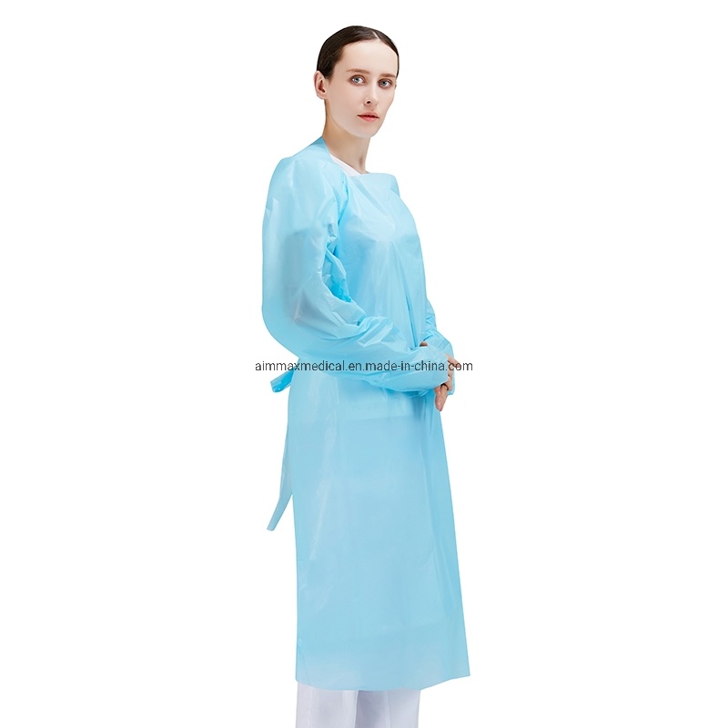 Disposable Waterproof Anti-Statics CPE/PE Isolation Gown Thumb Loop