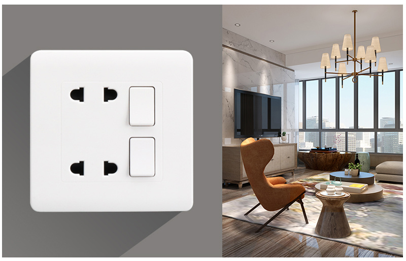 Wall Mounted Electrical Power Socket Outlet Light Switch
