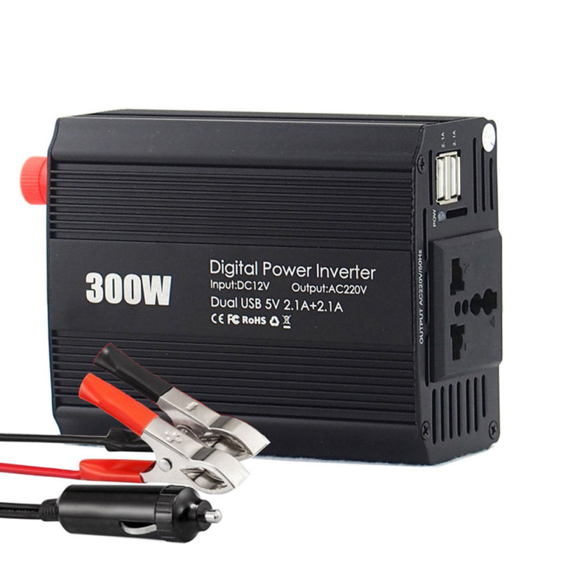 300W DC AC Car Converter Portable Power Inverter 600W Surge Power