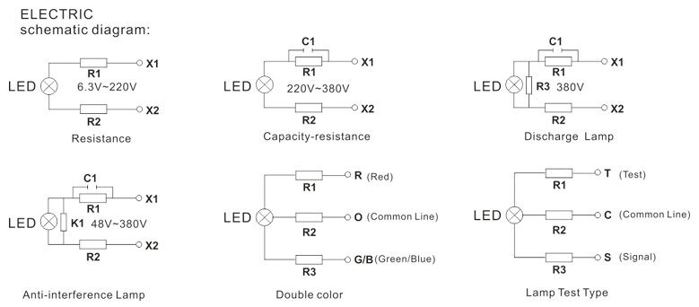 IP65 AC 220V LED Indicator Lamp Electronic Red Indicator