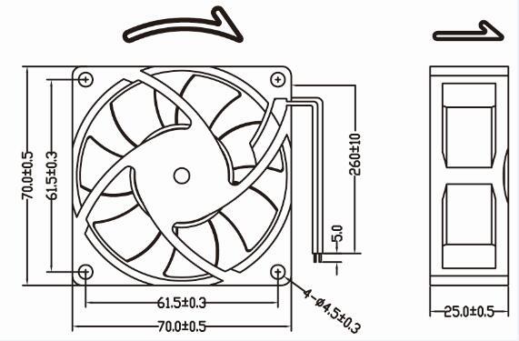 China Factory DC Axial 70 mm Fan 7025 High Speed Low Noise DC Cooling Fan