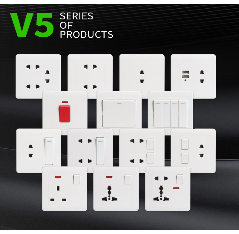 Wall Multi 2 Pin Electrical Power Socket Outlet Light Switch