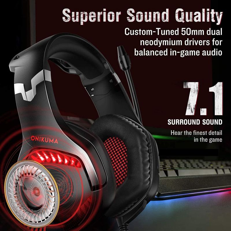 Noise Canceling Soft Memory Ear Cup Headset for PC, PS4, xBox One