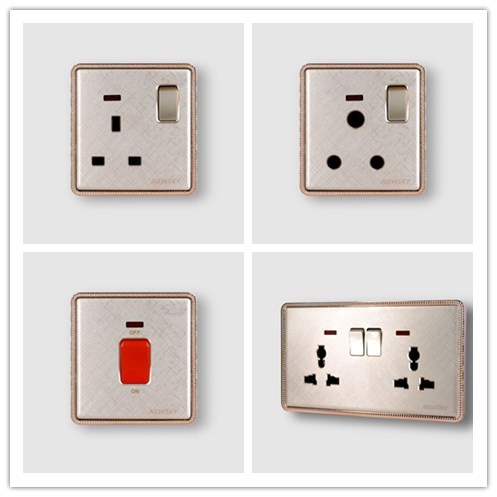 Home Wall Socket 15A Round Socket with Switch Gold Color Socket