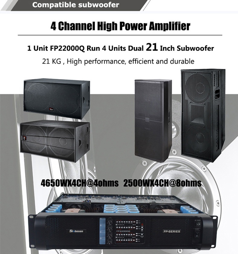 Professional Karaoke Mixing Amplifier Fp22000q 4X4650 Watts Audio Amplifier Circuit
