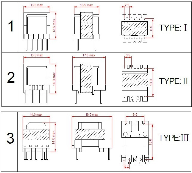 Ee13 EMI/EMC Common Mode Choke/Filter/Inductor/Transformer