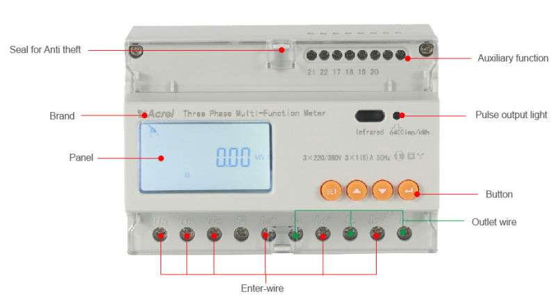 Acrel Adl3000-E/H Rail Type Three Phase Digital Smart Electric Harmonic Detection Energy Meter