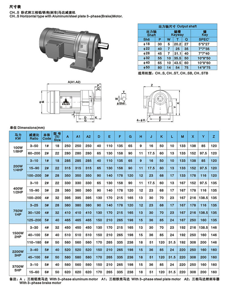 AC Gear Motor with Three Phases