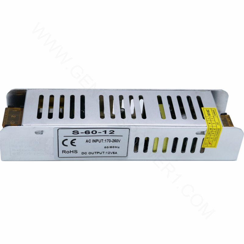60W24V Switching Mode Slim DC LED Transformer Power Supply, Single Output Switch Mode DC Adapter Power Supply