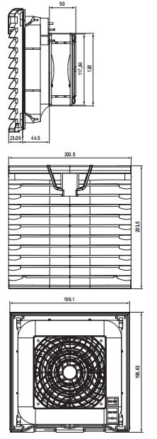 Cabinet Ventilation Filter Fan Fpi 118 204*204
