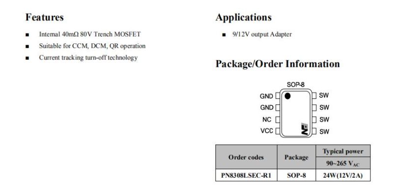 Synchronous Rectificatiotn Supporting Continuous Current Mode Converter PN8308L IC